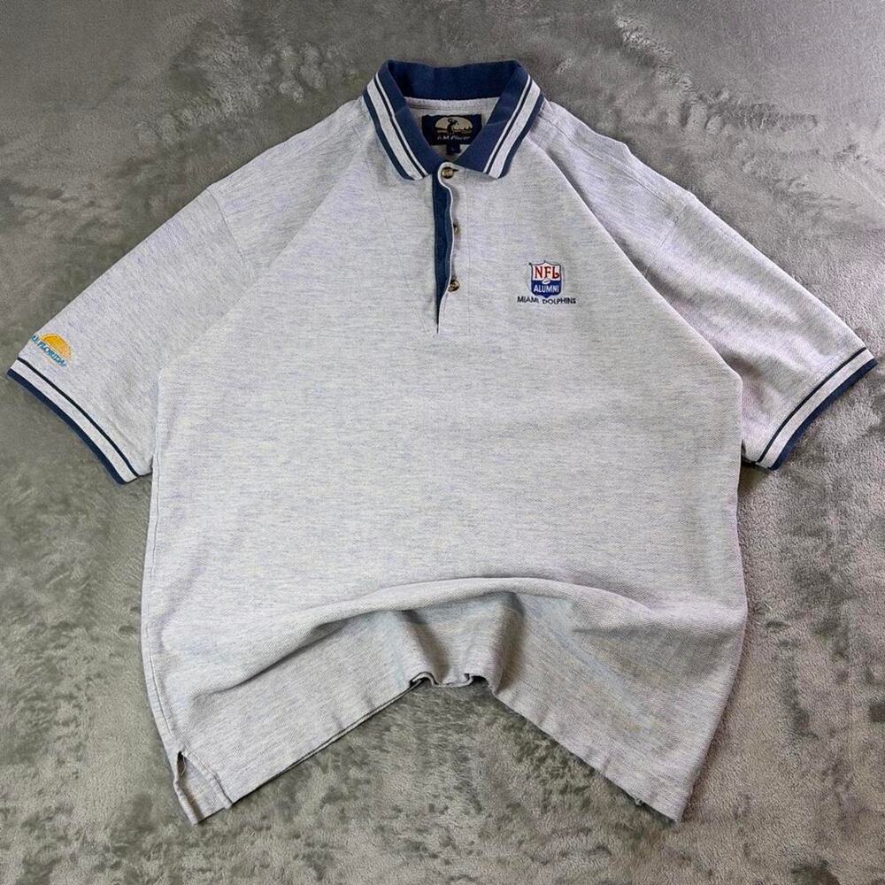 Vintage A.M. Player NFL Alumni Miami Dolphins Lightblue Polo Shirt Size Large